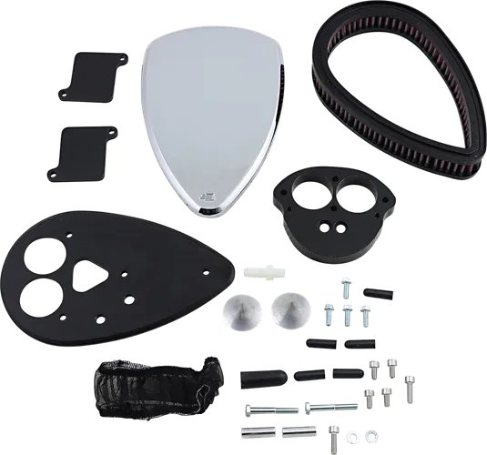 Baron Smooth Big Air Kit Cleaner Filter Assembly Chrome Washable