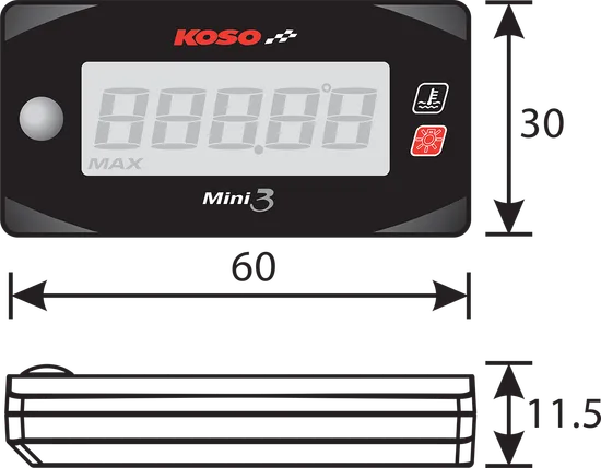 Koso Black Cylinder Head Temperature Meter
