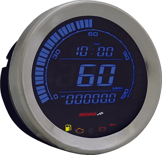Koso Chrome 6pc Multi Function Gauge Meter w Speed Sensor