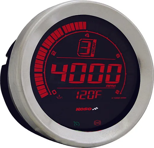 Koso Chrome 6pc Multi Function Gauge Meter w Speed Sensor