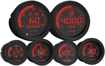 Koso Black 6pc Multi Function Gauge Meter