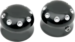 Covington Dimpled Aluminum Front Axle Cap Gloss Black Pair