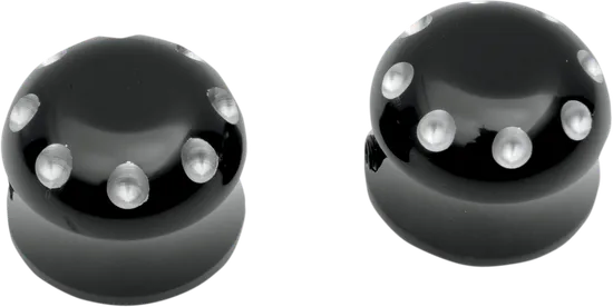 Covington Dimpled Aluminum Front Axle Cap Gloss Black Pair