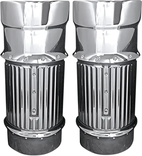 Covington Billet Fork Leg Bells Covers Dimpled Chrome Pair