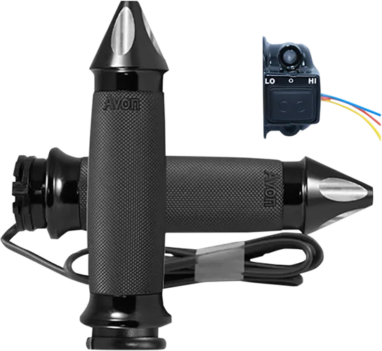 Avon Heated Grips Custom Contour Spike Cable Black Anodized
