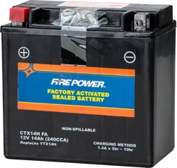 Fire Power Factory Sealed 12V Battery YTX14H-BS