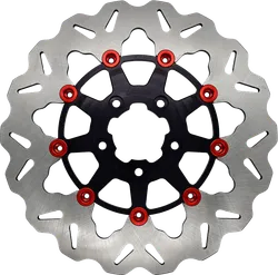 Galfer Stainless Steel 11.5 Black w Red Buttons Floating Wave Front Brake Rotor