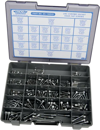 DS Chrome Socket Head Bolt Assortment Knurled Coarse Thread 1/4in to 3/8in