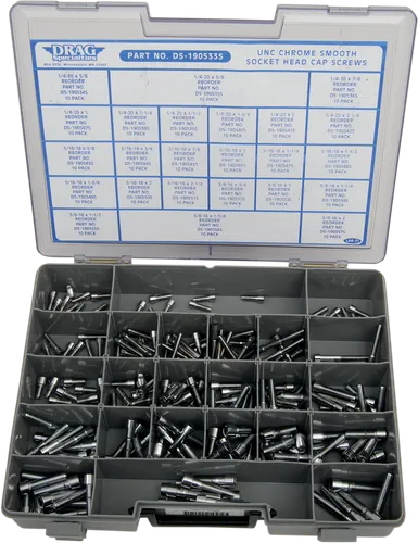 DS Chrome Socket Head Bolt Assortment Polished Coarse Thread 1/4in to 3/8in