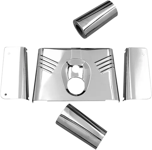 DS Ribbed Chrome Fork Cover Tins Head Light Housing 5pc 1