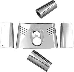 DS Ribbed Chrome Fork Cover Tins Head Light Housing 5pc