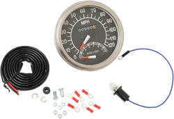 DS Black Face Polished Stainless Steel 1:1 Mechanical Speedometer w Tach MPH