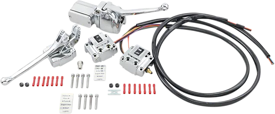 DS Chrome Brake Master Cylinder Handlebar Control Kit w Switches