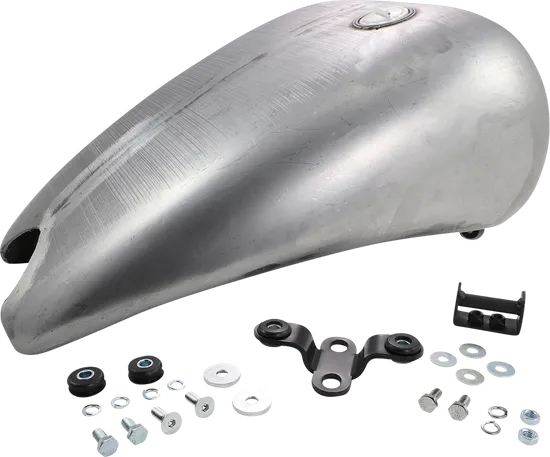 DS Raw Steel Smooth 2in Extended Gas Petrol Fuel Tank w Screw Cap