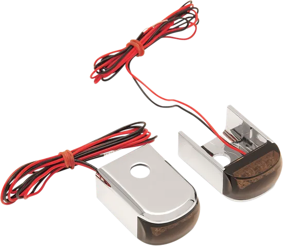 Alloy Art Chrome Fender Strut Smoke Red LED Marker Lights