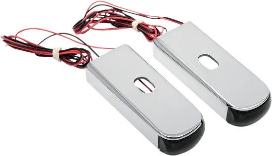 Alloy Art Chrome Fender Strut Smoke Red LED Marker Lights