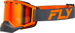 Fly Racing Charcoal Orange Youth Focus Snow Goggle Dual Red Mirror
