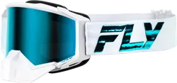 Fly Racing White Teal Adult Zone Elite Snow Goggle Dual Blue Polarized