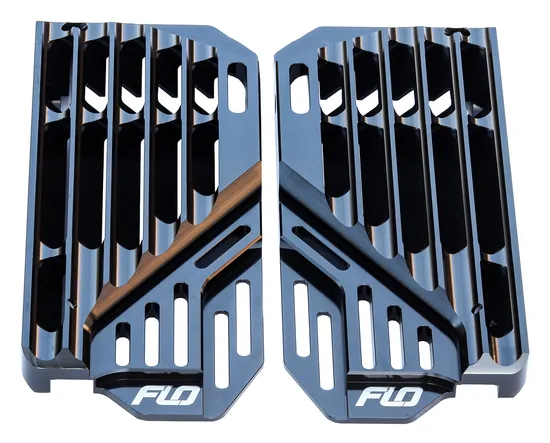 Flo High Flow Radiator Braces Guards Black Pair