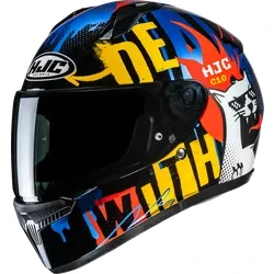 HJC Adult Youth Unisex C10 FOP Helmet Full Face L Blue Yellow Orange