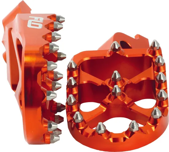 Flo Pro Series Footpegs Driver Foot Pegs Pair Orange
