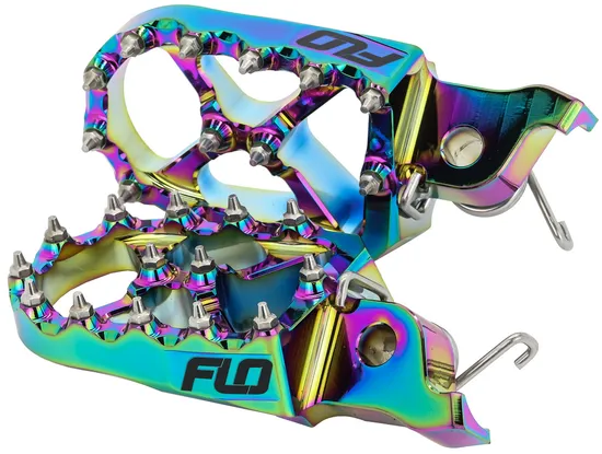 Flo Pro Series Footpegs Driver Foot Pegs Pair Jet Fuel Iridescent