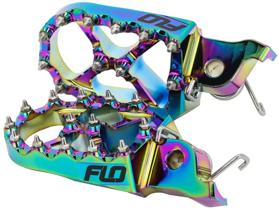 Flo Pro Series Footpegs Driver Foot Pegs Pair Jet Fuel Iridescent