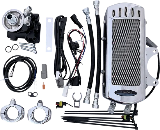 UC Frame Tube Mount Engine Oil Cooler Kit Chrome