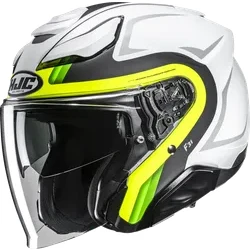 HJC Adult Unisex F31 Bask Helmet Open Face M White Hi Viz Yellow