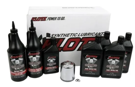 Klotz Premium Synthetic Oil Service Kit Chrome Filter 20W50 4qt