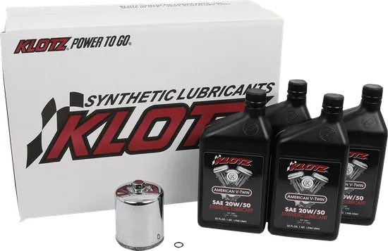 Klotz Engine Oil Change Kit w Chrome Filter 20W50 4qt