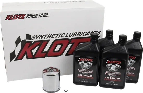 Klotz Engine Oil Change Kit w Chrome Filter 20W50 4qt