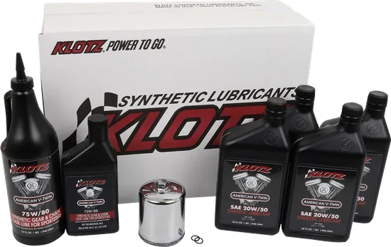 Klotz Premium Engine Oil Service Kit w Chrome Filter 20W50 4qt