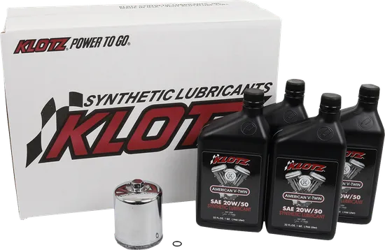 Klotz Engine Oil Change Kit w Chrome Filter 20W50 4qt