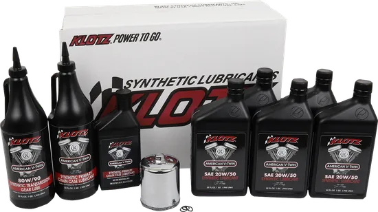 Klotz Premium Engine Oil Change Kit w Chrome Filter 20W50 5qt