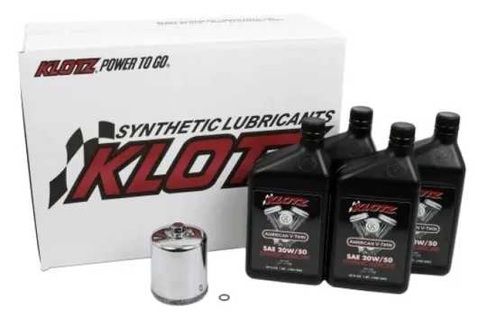 Klotz Premium Engine Oil Change Kit w Chrome Filter 20W50 5qt
