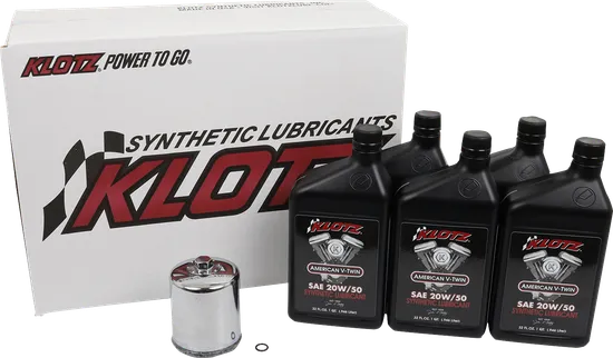 Klotz Engine Oil Change Kit w Chrome Filter 20W50 5qt
