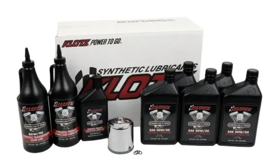 Klotz Premium Synthetic Oil Service Kit w Chrome Filter 20W50 5qt