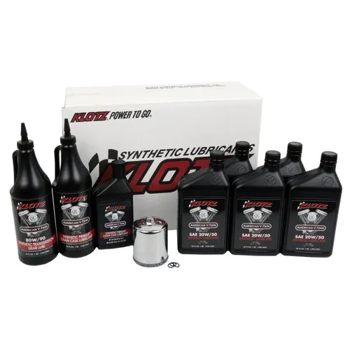 Klotz Premium Synthetic Oil Service Kit w Chrome Filter 20W50 5qt