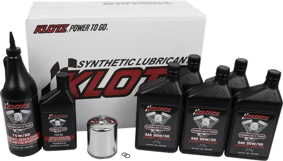 Klotz Premium Engine Oil Service Kit w Chrome Filter 20W50 5qt