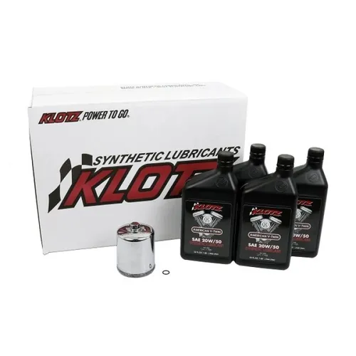 Klotz Synthetic Oil Change Kit w Chrome Filter 20W50 5qt