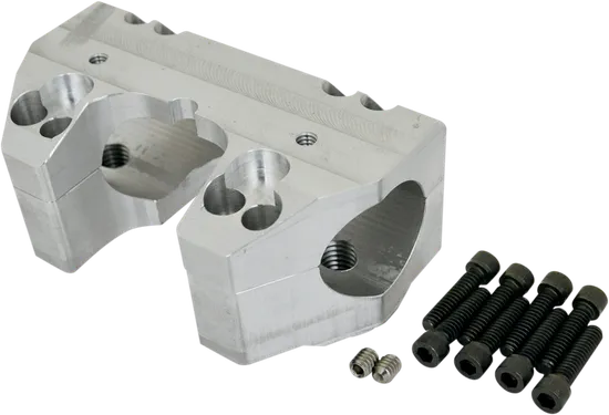 LA Choppers 1.5in Raw Aluminum Handlebar Riser Clamp Set