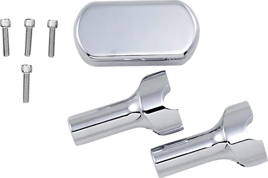 LA Choppers 4in Chrome Solid Straight Handlebar Riser and Top Clamp Kit