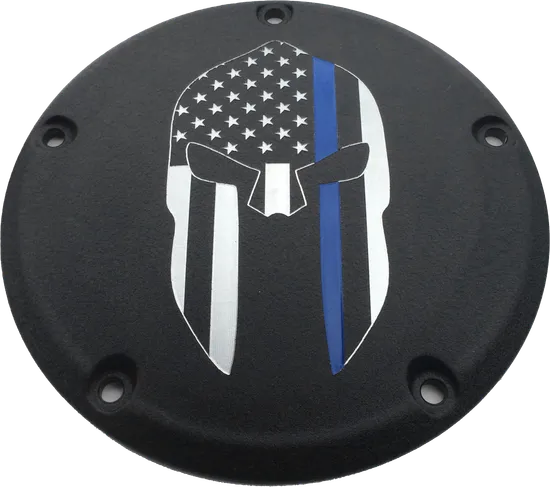 CE Black Billet Sparta Blue Line Derby Cover