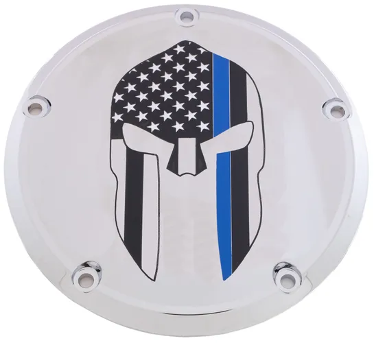 CE Chrome Billet Sparta Blue Line Derby Cover