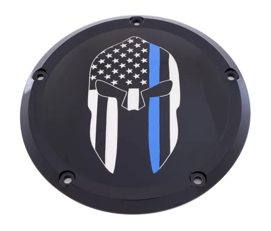 CE Black Billet Sparta Blue Line Derby Cover