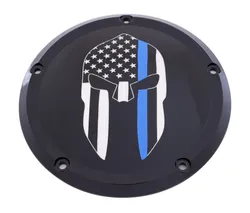 CE Black Billet Sparta Blue Line Derby Cover