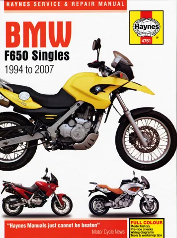 Haynes Service Repair Manual For BMW F650 CS GS ABS 2002-2007