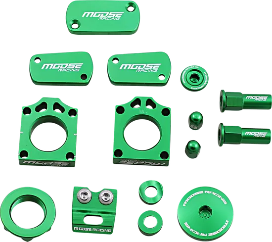 Moose Kawasaki Green Aluminum Bling Pack Blocks Covers