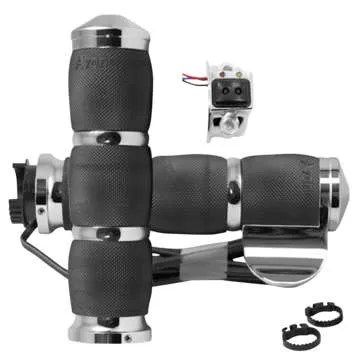 Avon Heated Grips Air Cushion Metric Throttle Boss Chrome